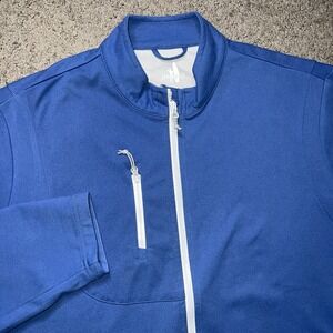 johnnie-O The Fade Prep Formance Full Zip Blue Suede Fleece Men's 2XL Golf Logo